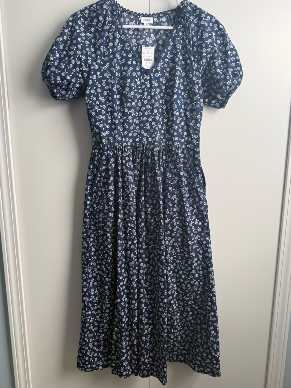 JCrew Navy & White Floral Midi Dress - Picture 6 of 6